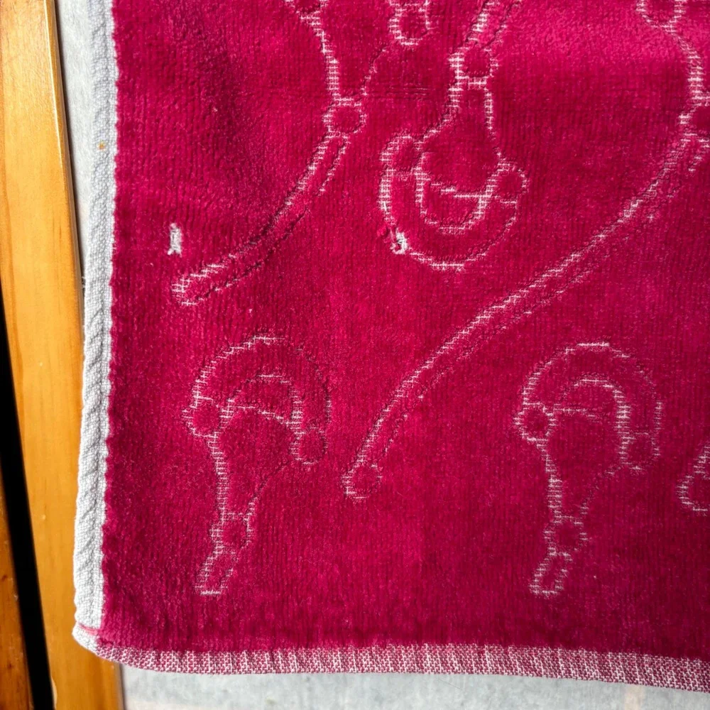Vintage Gucci‎ Towel Set 5 Piece Burgundy Cotton Horsebit Stirrup Monogram Auth